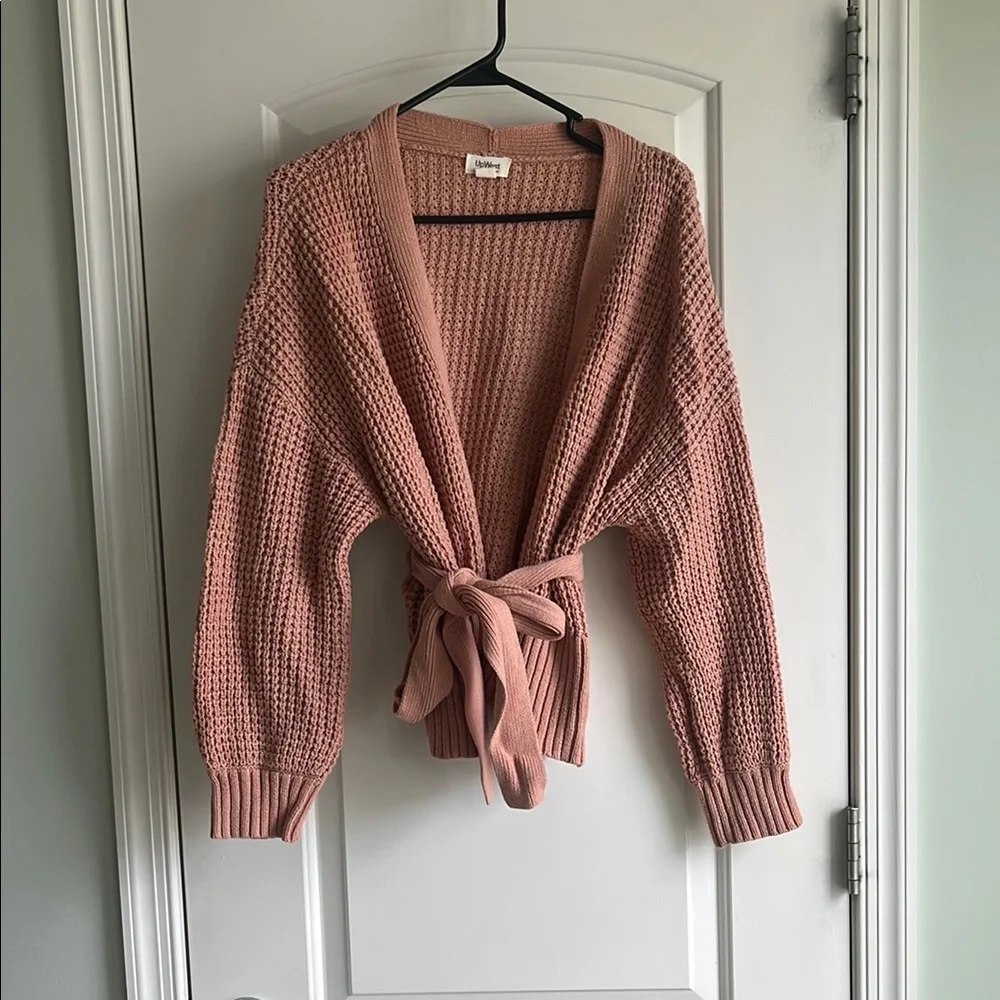 UpWest Dusty Pink Knit Tie-Front Cardigan - Picture 1 of 5